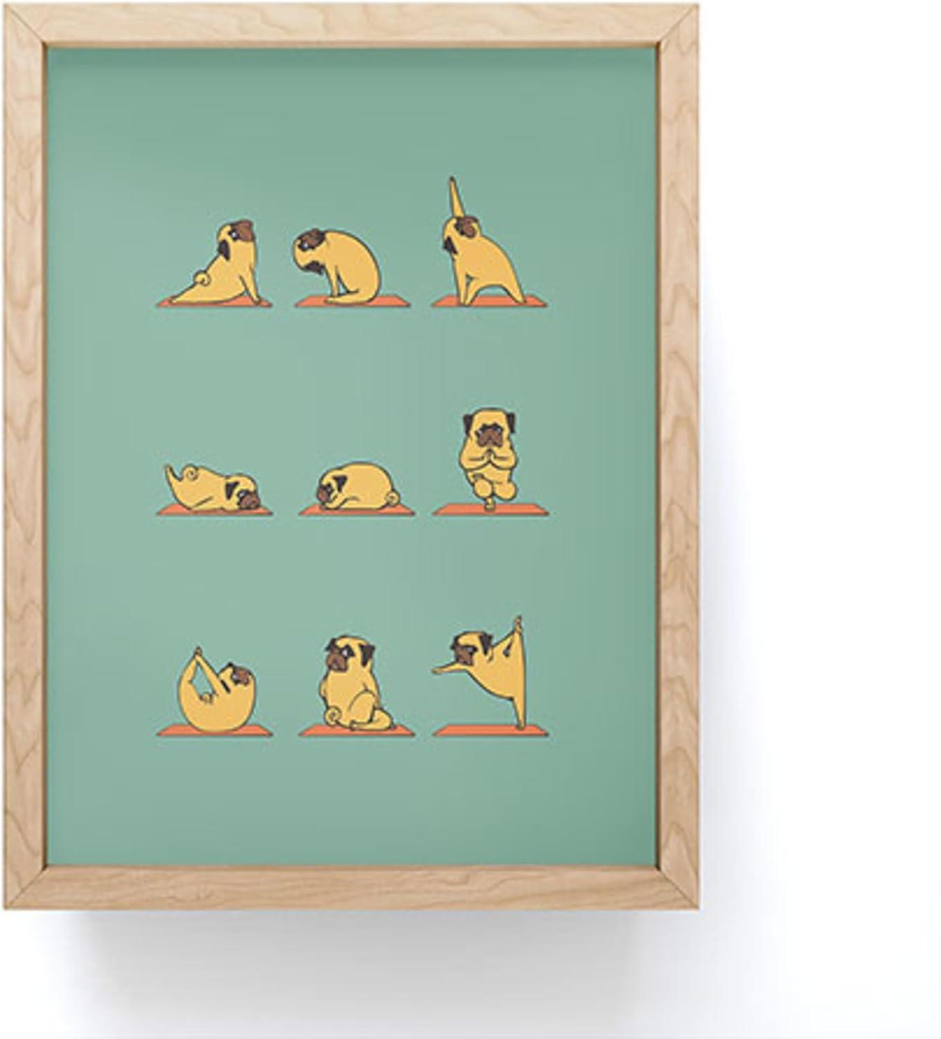 imageSociety6 Husky Yoga Framed Mini Art Print Wall Decor by Huebucket Framed SmallScale Work of Art with GalleryQuality Ink 3 x 4 White FramePug Yoga