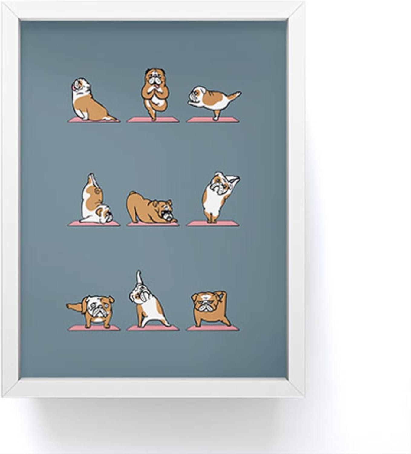 imageSociety6 Husky Yoga Framed Mini Art Print Wall Decor by Huebucket Framed SmallScale Work of Art with GalleryQuality Ink 3 x 4 White FrameWhite Frame