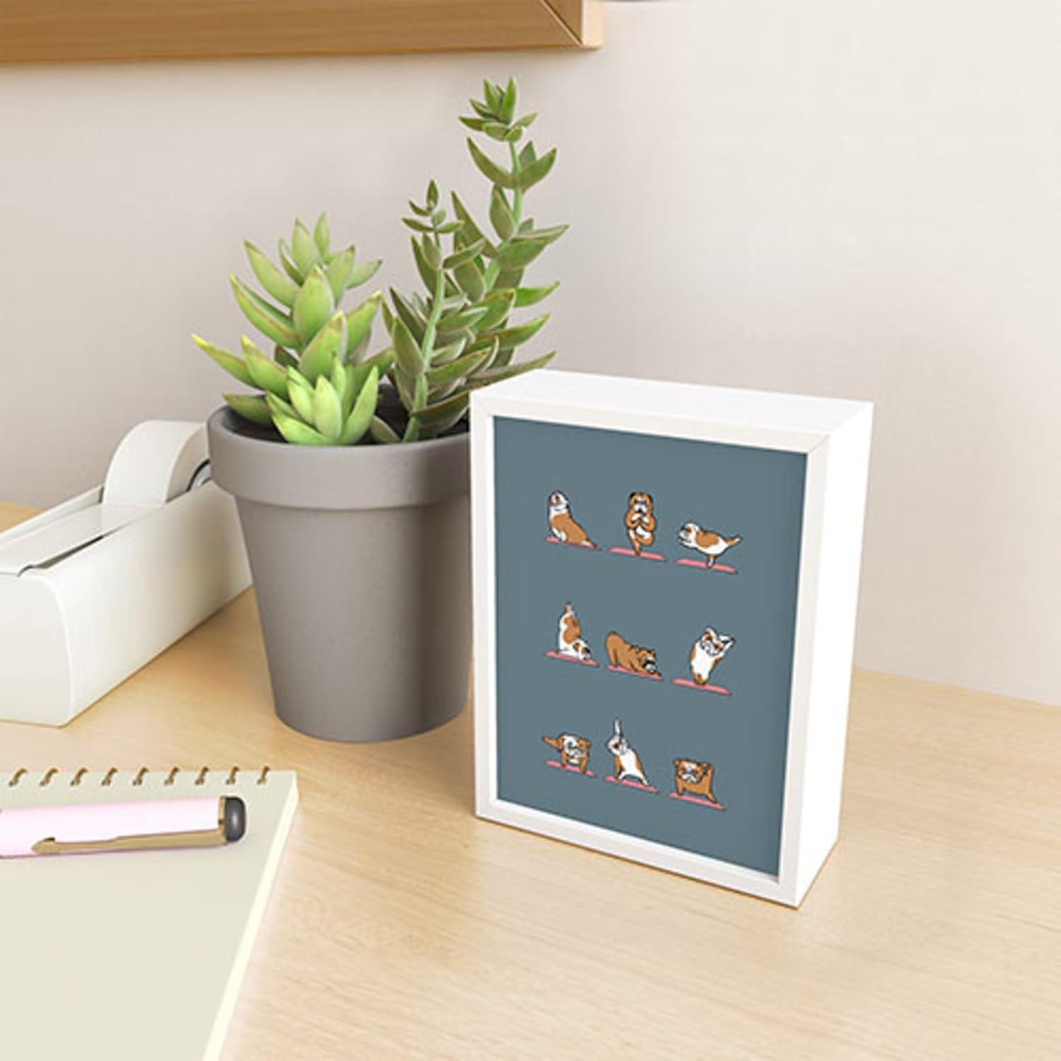 imageSociety6 Husky Yoga Framed Mini Art Print Wall Decor by Huebucket Framed SmallScale Work of Art with GalleryQuality Ink 3 x 4 White FrameWhite Frame