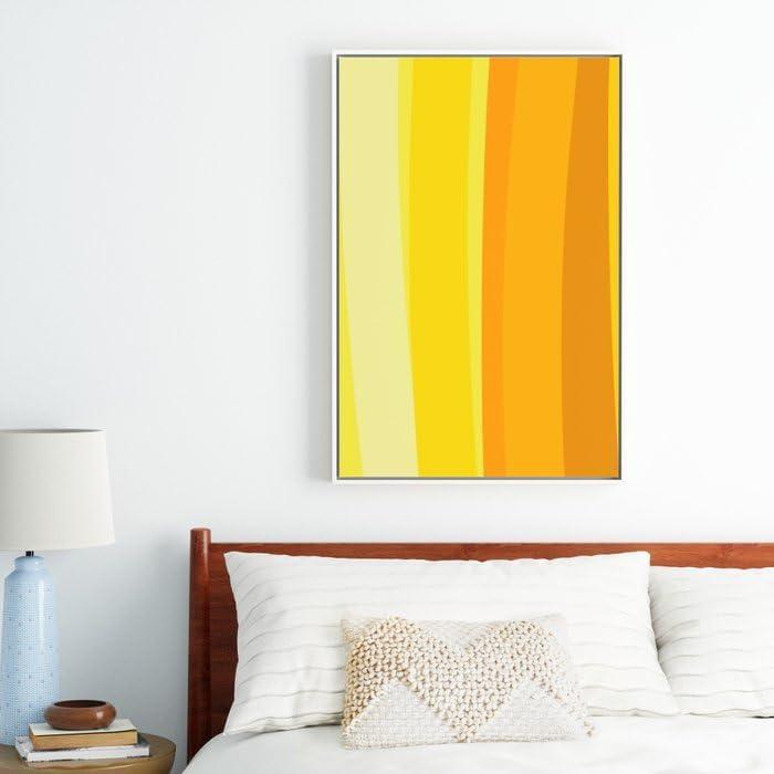 imageSociety6 Ombre Yellow Organic Stripes Canvas Print Modern Wall Art by Apricot Framed Canvas GalleryQuality Canvas with FadeResistant Ink 8 X 12 BlackWhite
