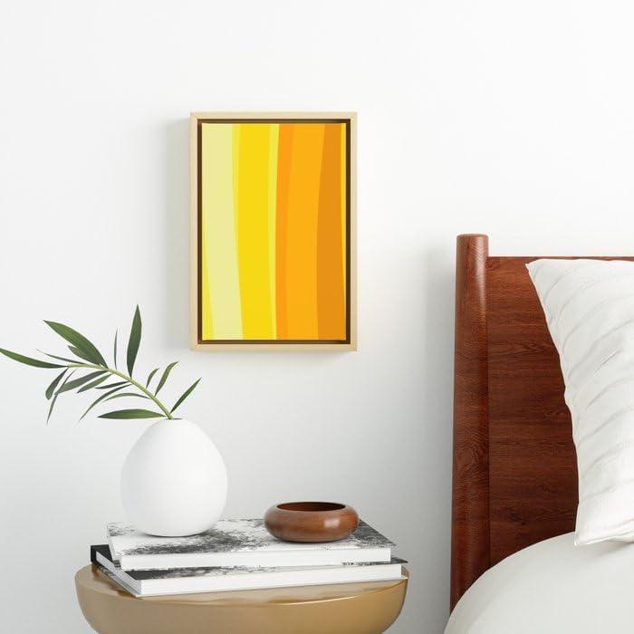 imageSociety6 Ombre Yellow Organic Stripes Canvas Print Modern Wall Art by Apricot Framed Canvas GalleryQuality Canvas with FadeResistant Ink 8 X 12 BlackMaple