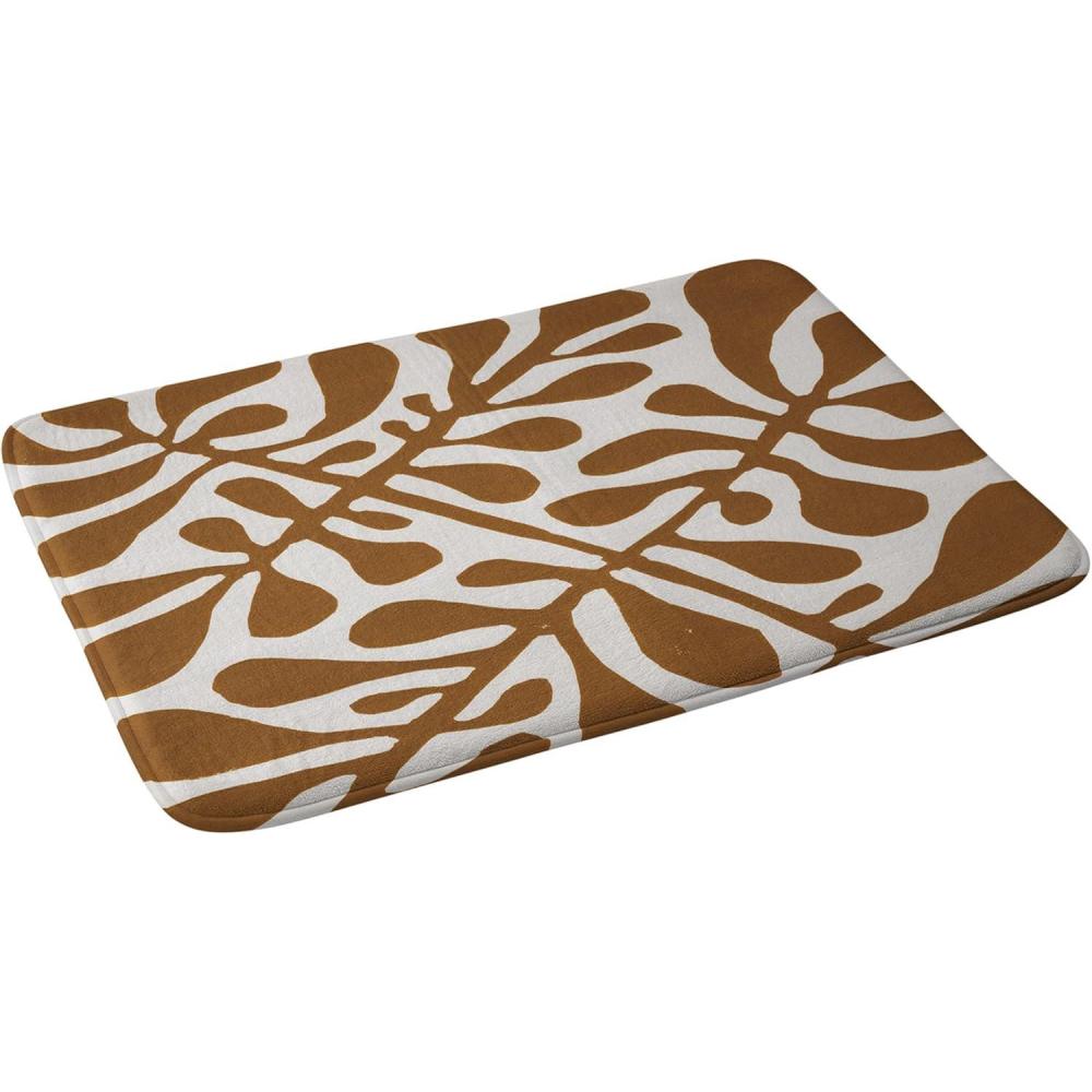 imageSociety6 Bath Mat  Bathroom Decor by Alisa Galitsyna  NonSlip Memory Foam Bathroom Rugs Soft Microfiber Machine Washable 21 x 34 Lazy Summer Pattern 2Linocut Plant 2
