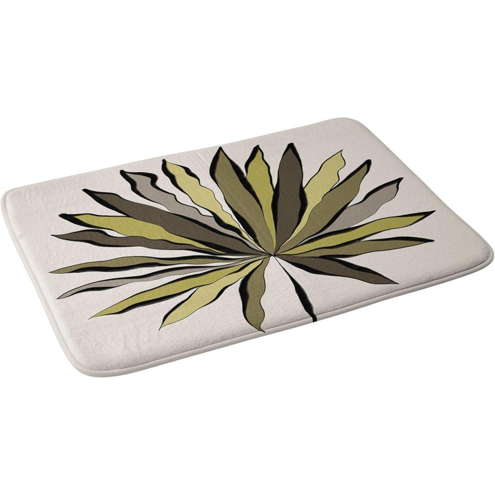imageSociety6 Bath Mat  Bathroom Decor by Alisa Galitsyna  NonSlip Memory Foam Bathroom Rugs Soft Microfiber Machine Washable 21 x 34 Lazy Summer Pattern 2Fan Palm Leaf