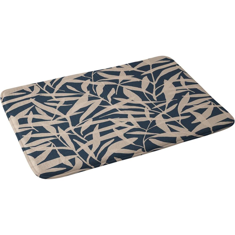 imageSociety6 Bath Mat  Bathroom Decor by Alisa Galitsyna  NonSlip Memory Foam Bathroom Rugs Soft Microfiber Machine Washable 21 x 34 Lazy Summer Pattern 2Organic Pattern Blue and Beige