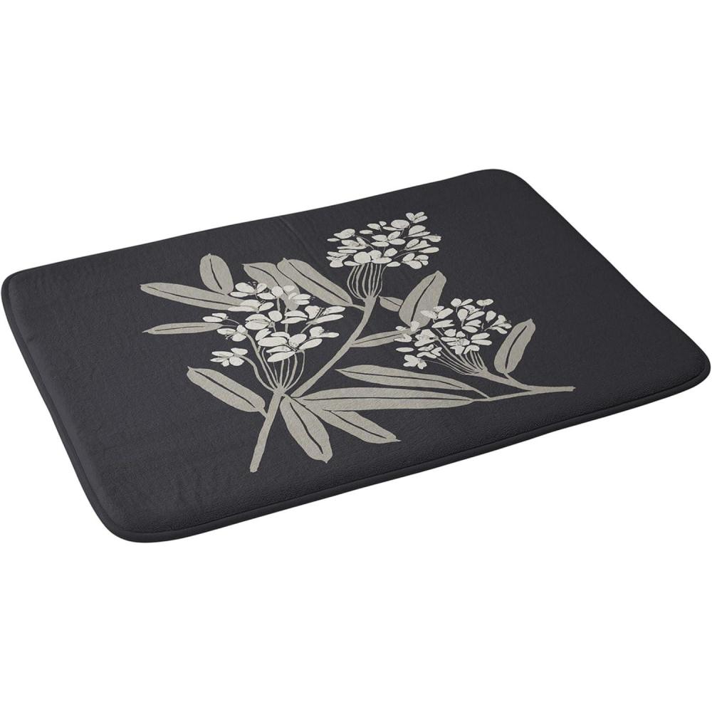 imageSociety6 Bath Mat  Bathroom Decor by Megan Galante  NonSlip Memory Foam Bathroom Rugs Soft Microfiber Machine Washable 21 x 34 AranciaBoho Botanica Black