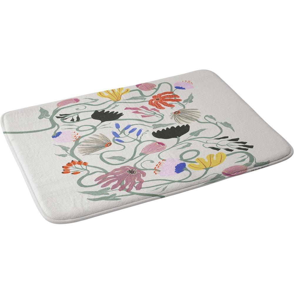 imageSociety6 Bath Mat Bathroom Decor by Megan Galante NonSlip Memory Foam Bathroom Rugs Soft Microfiber Machine Washable 21 x 34 AranciaFrances Floral