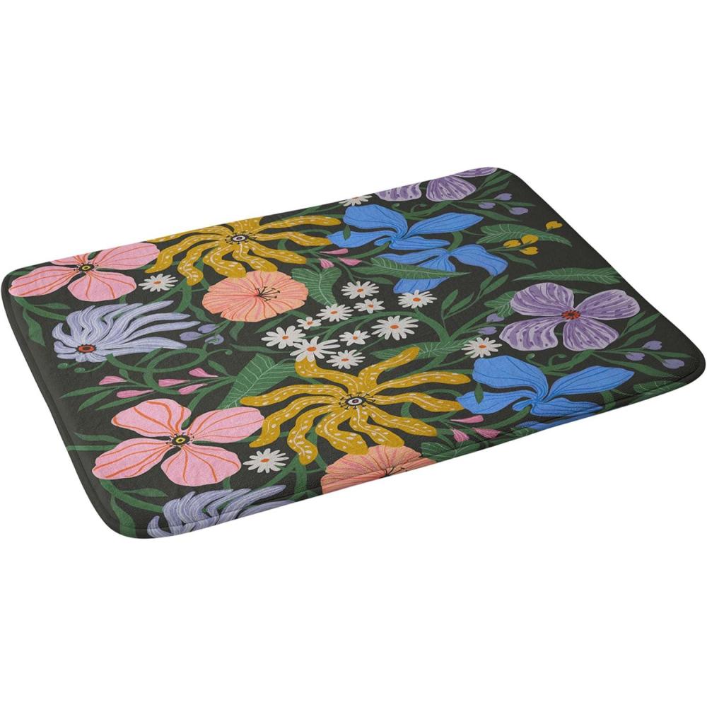 imageSociety6 Bath Mat  Bathroom Decor by Megan Galante  NonSlip Memory Foam Bathroom Rugs Soft Microfiber Machine Washable 21 x 34 AranciaMerrick Floral