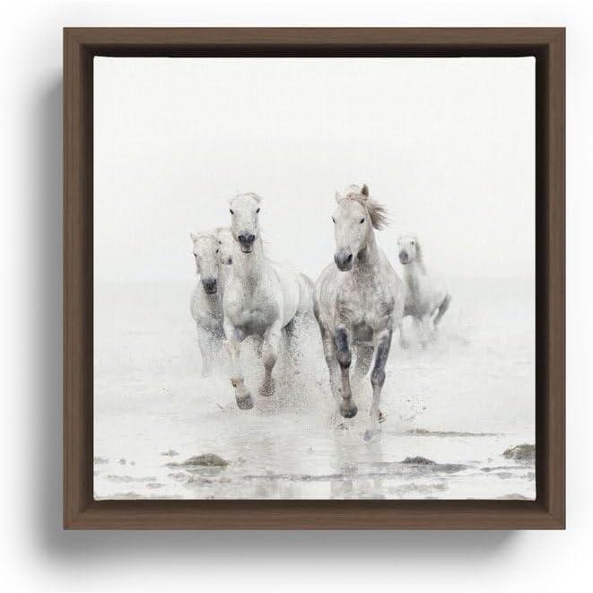 imageSociety6 Camargue White Horses Running In Water  Nature Photography Canvas Print  Modern Wall Art by Eye Poetry Photography  Framed Canvas GalleryQuality Canvas with FadeResistant Ink 20 X 20 BlackWalnut