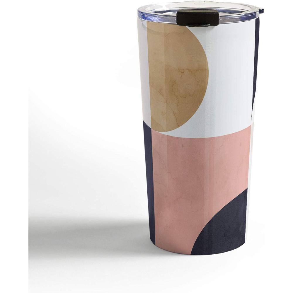 imageSociety6 Emanuela Carratoni 70s Floral Theme Travel Mug 20oz 70s Floral ThemeGeometric Moontime II