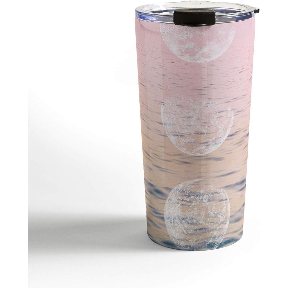 imageSociety6 Emanuela Carratoni 70s Floral Theme Travel Mug 20oz 70s Floral ThemeMoontime on The Beach