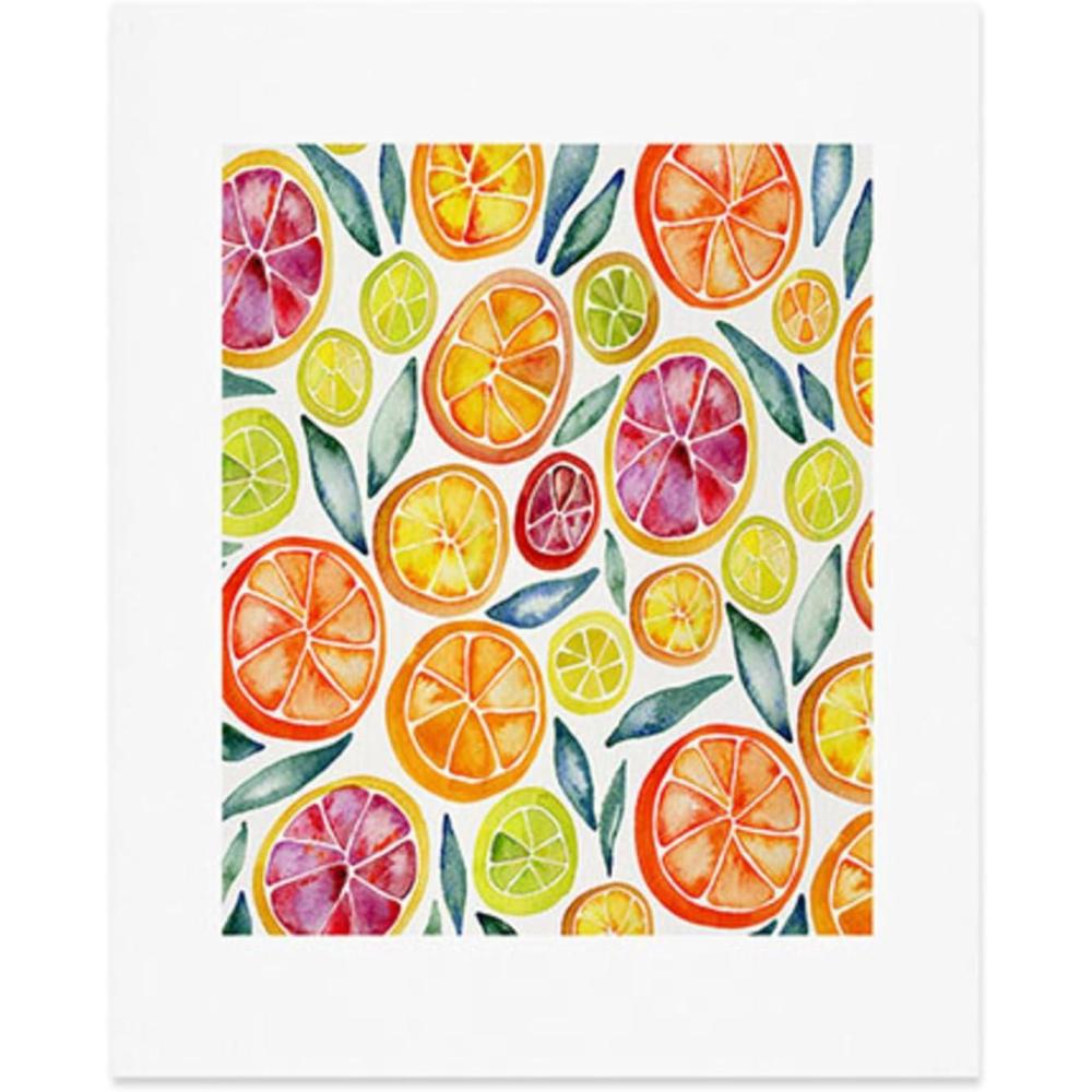 imageSociety6 Herringbone Coral Art Print  Wall Decor by Cat Coquillette  Custom Trimmed Modern Wall Art Prints for Framing 8 x 10Citrus Slices Pattern