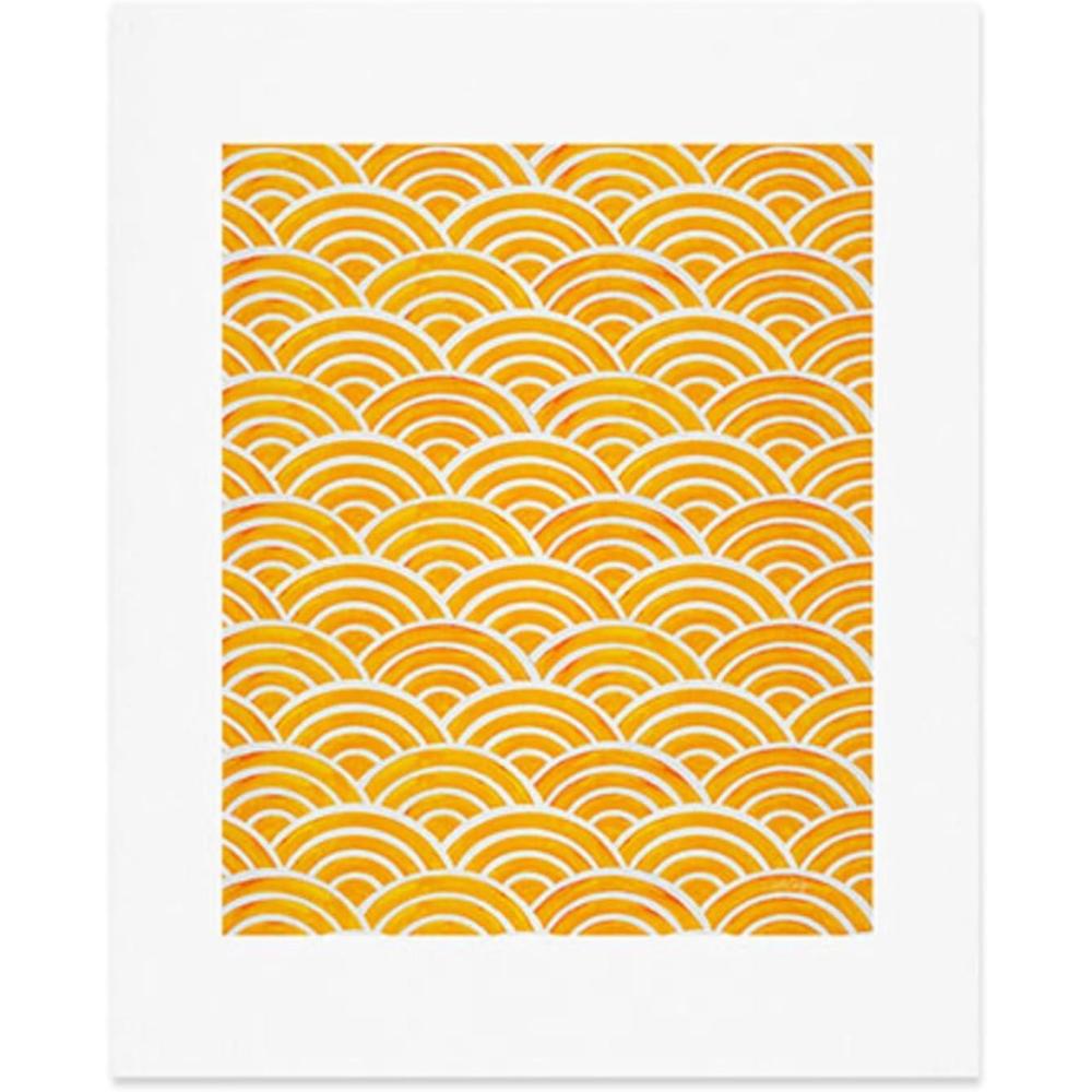 imageSociety6 Herringbone Coral Art Print  Wall Decor by Cat Coquillette  Custom Trimmed Modern Wall Art Prints for Framing 8 x 10Japanese Seigaiha Marigold