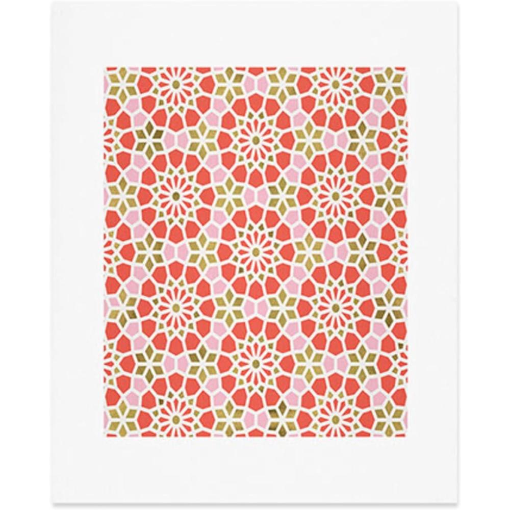 imageSociety6 Herringbone Coral Art Print Wall Decor by Cat Coquillette Custom Trimmed Modern Wall Art Prints for Framing 8 x 10Persian Mosaic Coral