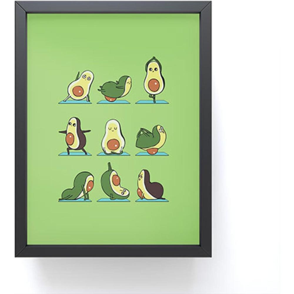 imageSociety6 Husky Yoga Framed Mini Art Print Wall Decor by Huebucket Framed SmallScale Work of Art with GalleryQuality Ink 3 x 4 White FrameAvocado Yoga