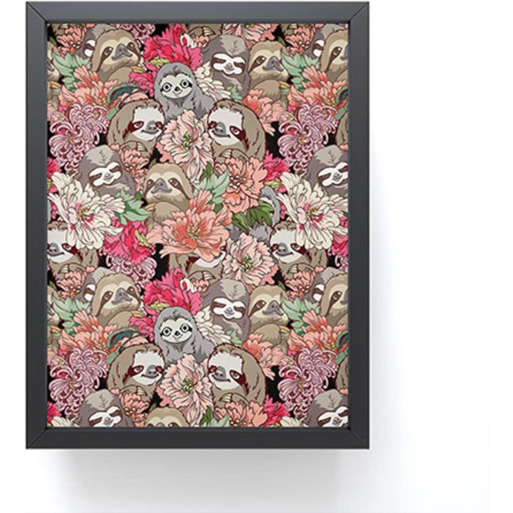 imageSociety6 Husky Yoga Framed Mini Art Print Wall Decor by Huebucket Framed SmallScale Work of Art with GalleryQuality Ink 3 x 4 White FrameBecause Sloths