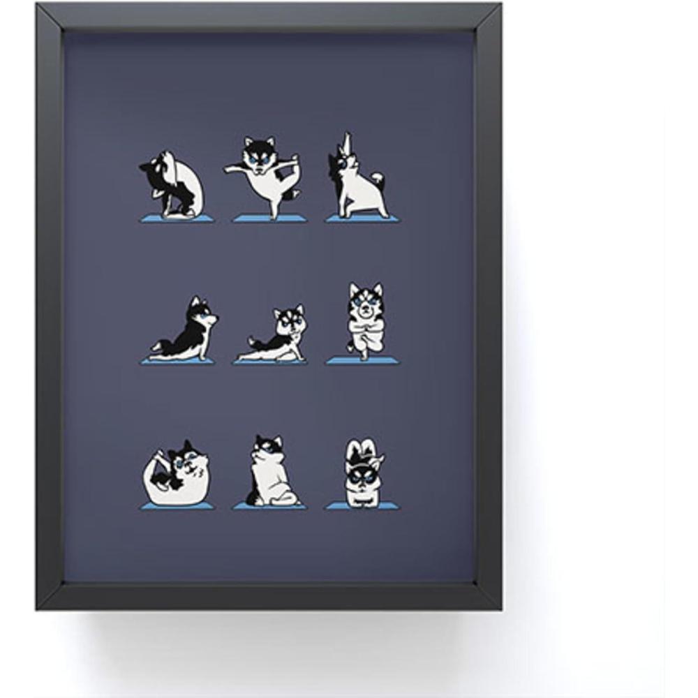 imageSociety6 Husky Yoga Framed Mini Art Print  Wall Decor by Huebucket  Framed SmallScale Work of Art with GalleryQuality Ink 3 x 4 White FrameHusky Yoga