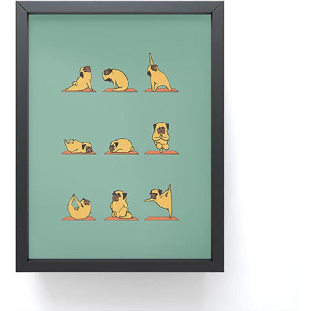 imageSociety6 Husky Yoga Framed Mini Art Print  Wall Decor by Huebucket  Framed SmallScale Work of Art with GalleryQuality Ink 3 x 4 White FramePug Yoga