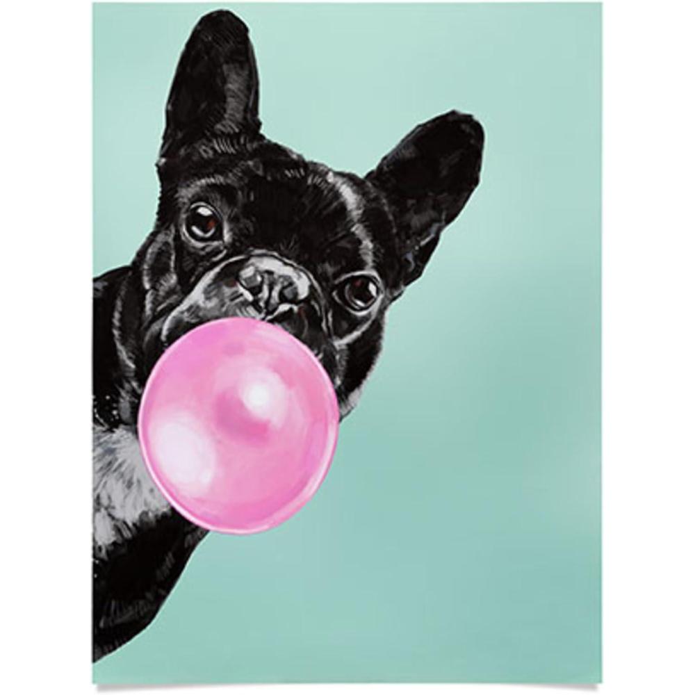 imageSociety6 Llama Waves in Pink Wall Art  Wall Decor by Big Nose Work  Smooth Gloss Paper 18 x 24Bubblegum French Bulldog