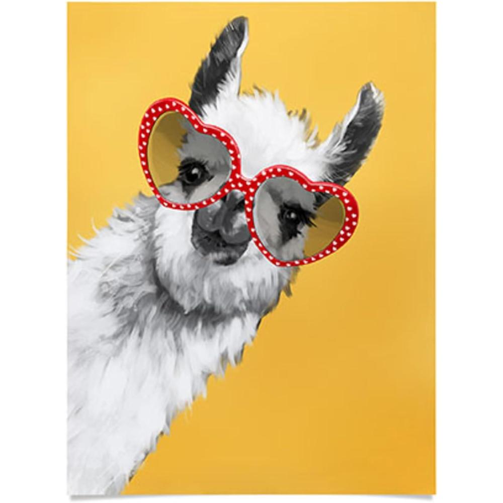 imageSociety6 Llama Waves in Pink Wall Art  Wall Decor by Big Nose Work  Smooth Gloss Paper 18 x 24Fashion Hipster Llama