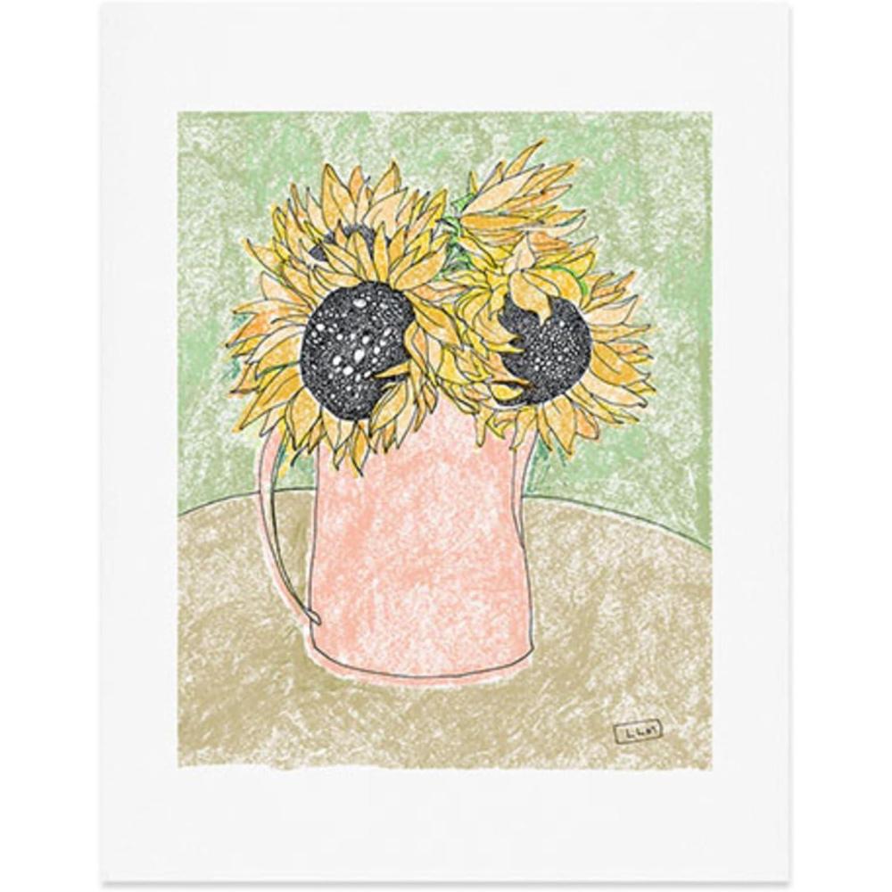 imageSociety6 Nautical Striped Vase of Flowers Art Print Wall Decor by Lara Lee Meintjes Custom Trimmed Modern Wall Art Prints for Framing 18 x 24Fall Sunflower Bouquet in Pitcher Offset