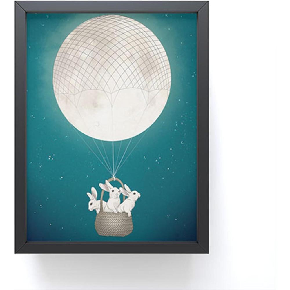 imageSociety6 Octopus Rainbow Framed Mini Art Print  Wall Decor by Laura Graves  Framed Small  Scale Work of Art with Gallery  Quality Ink 3 x 4 Light Maple FrameMoon Bunnies