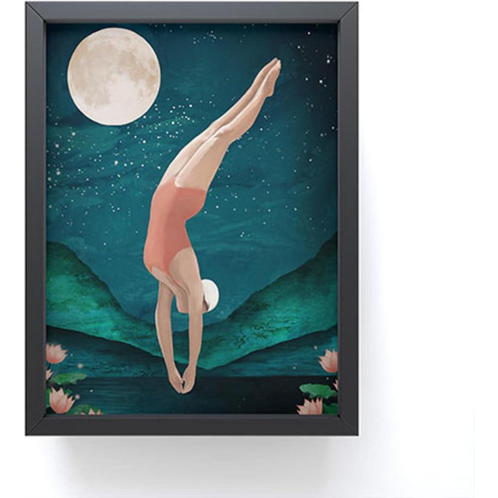 imageSociety6 Octopus Rainbow Framed Mini Art Print  Wall Decor by Laura Graves  Framed Small  Scale Work of Art with Gallery  Quality Ink 3 x 4 Light Maple FrameDive