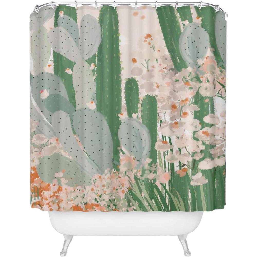 imageSociety6 Shower Curtain  Bathroom Decor by Alison Janssen  Extra Long Fabric Shower Curtains for Bathroom 72 x 69 Flower Stand  BlueCactus Garden