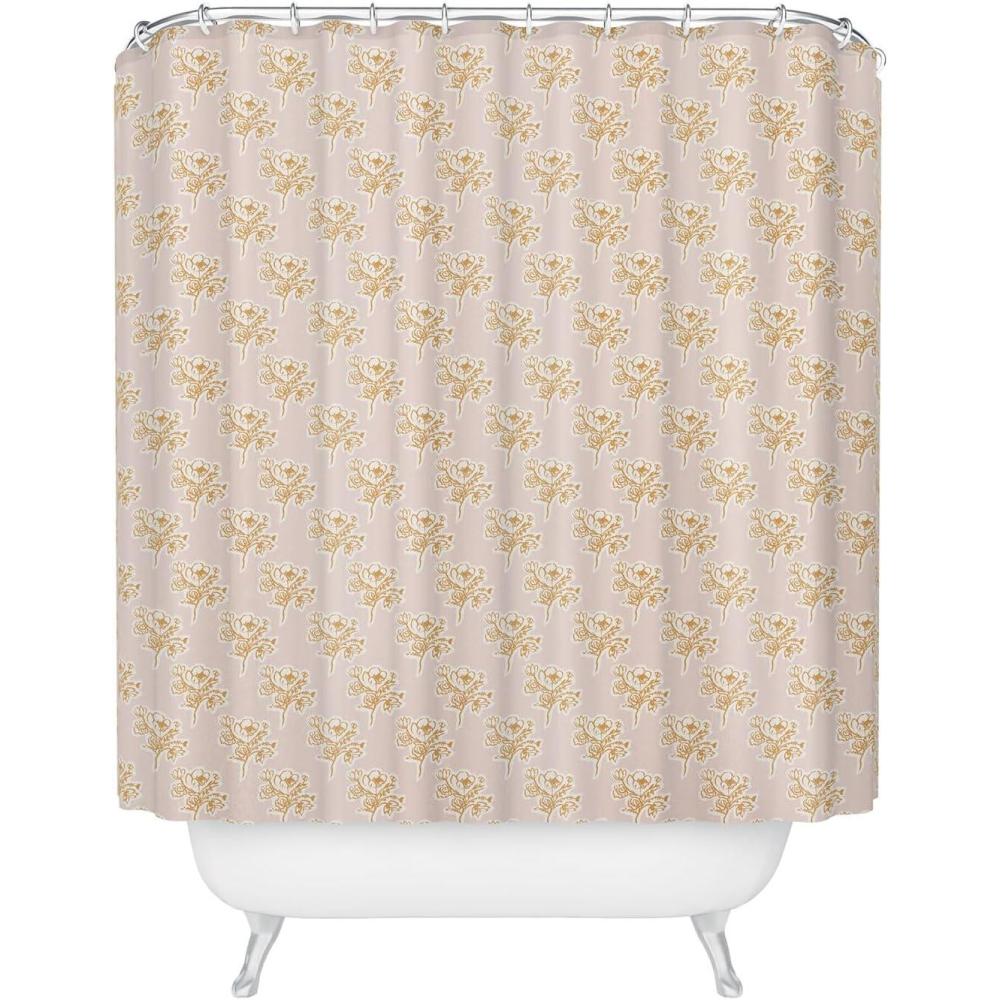 imageSociety6 Shower Curtain  Bathroom Decor by Alison Janssen  Extra Long Fabric Shower Curtains for Bathroom 72 x 69 Flower Stand  BlueFloral Woodcut
