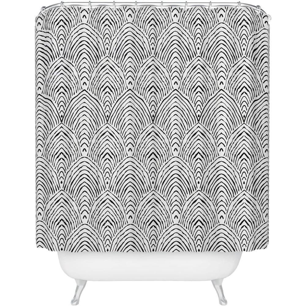 imageSociety6 Shower Curtain Bathroom Decor by Alison Janssen Extra Long Fabric Shower Curtains for Bathroom 72 x 69 Flower Stand BlueHand Drawn Deco