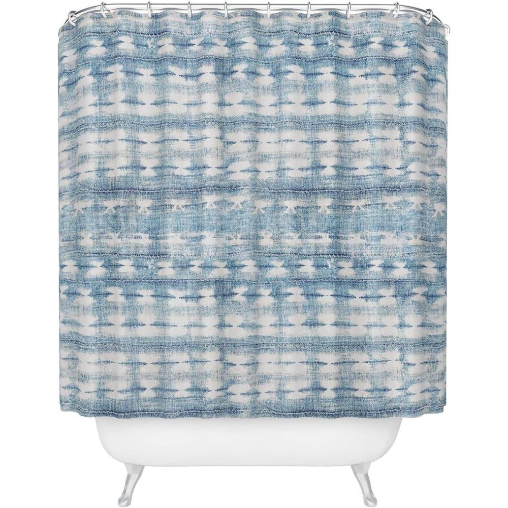 imageSociety6 Shower Curtain  Bathroom Decor by Alison Janssen  Extra Long Fabric Shower Curtains for Bathroom 72 x 69 Flower Stand  BlueRustic Indigo