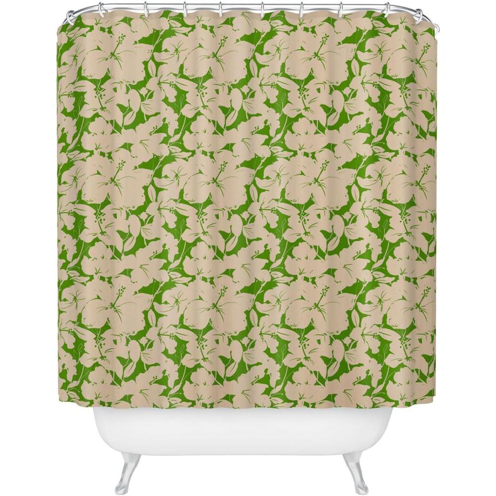 imageSociety6 Shower Curtain Bathroom Decor by Alison Janssen Extra Long Fabric Shower Curtains for Bathroom 72 x 69 Flower Stand BlueTropical Silhouette