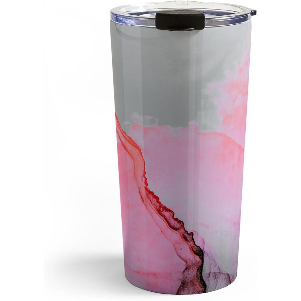 imageSociety6 Travel Mug  Insulated Coffee Mugs with Lids by Monika Strigel  20 oz Reusable Coffee Cup DoubleWall Vacuum Insulated Coffee Tumbler Within The Tides  Rose To GreyBetter Together Pink Ink