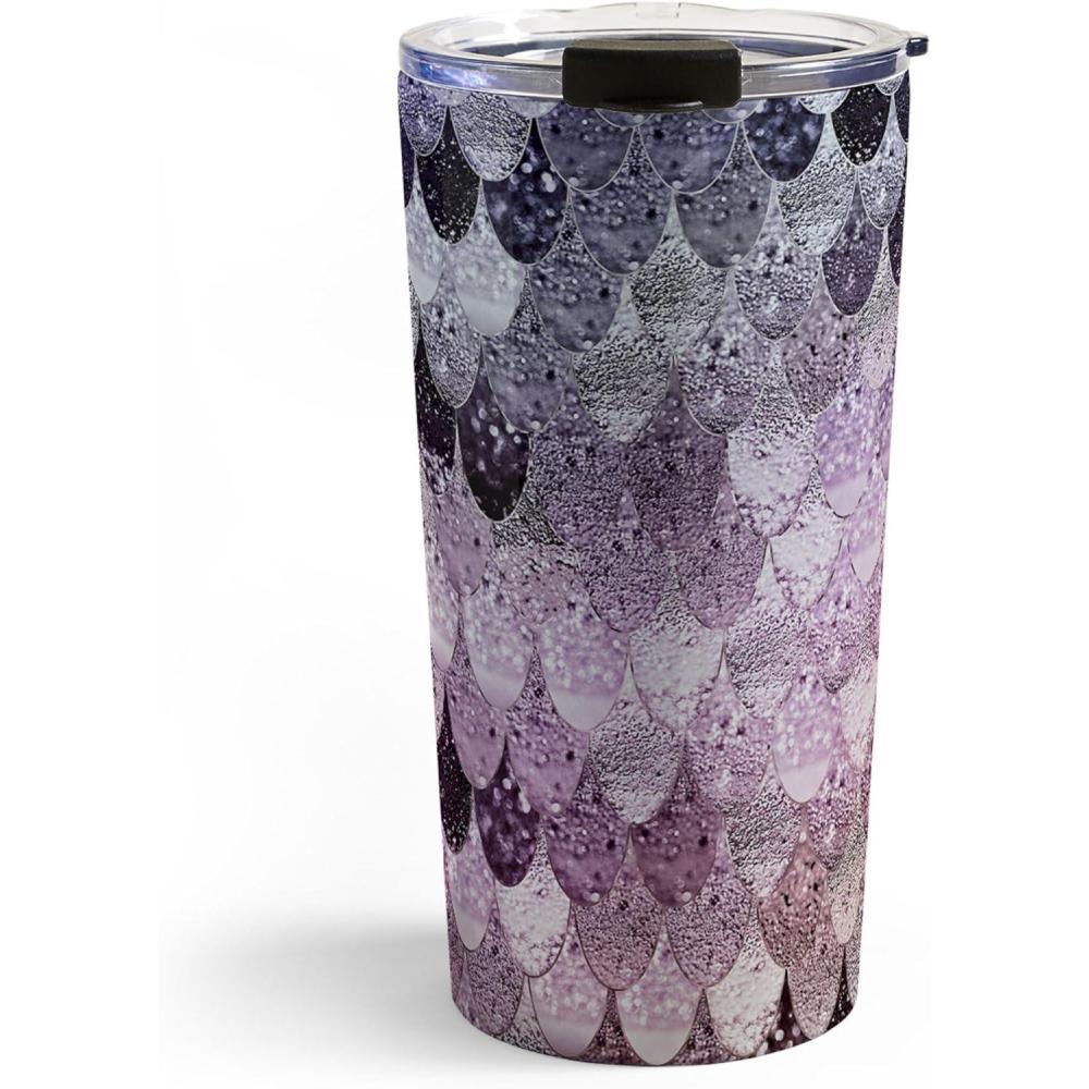 imageSociety6 Travel Mug Insulated Coffee Mugs with Lids by Monika Strigel 20 oz Reusable Coffee Cup DoubleWall Vacuum Insulated Coffee Tumbler Within The Tides Rose To GreySummer Mermaid Rainbow I