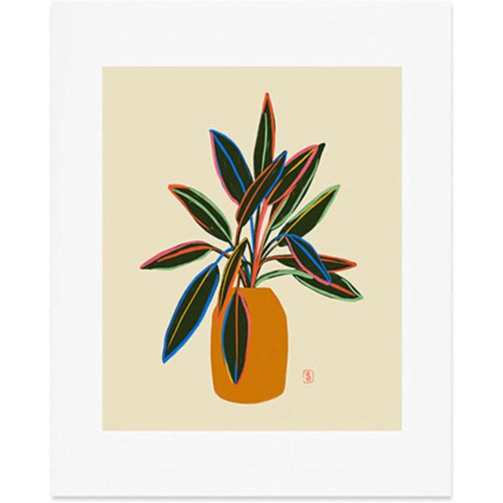 imageSociety6 Woman in A Field of Flowers  Wall Decor by Sandra Poliakov  Custom Trimmed Modern Wall Art Prints for Framing 11 x 14 Woman in A Field of FlowersPlant with Colourful Leaves