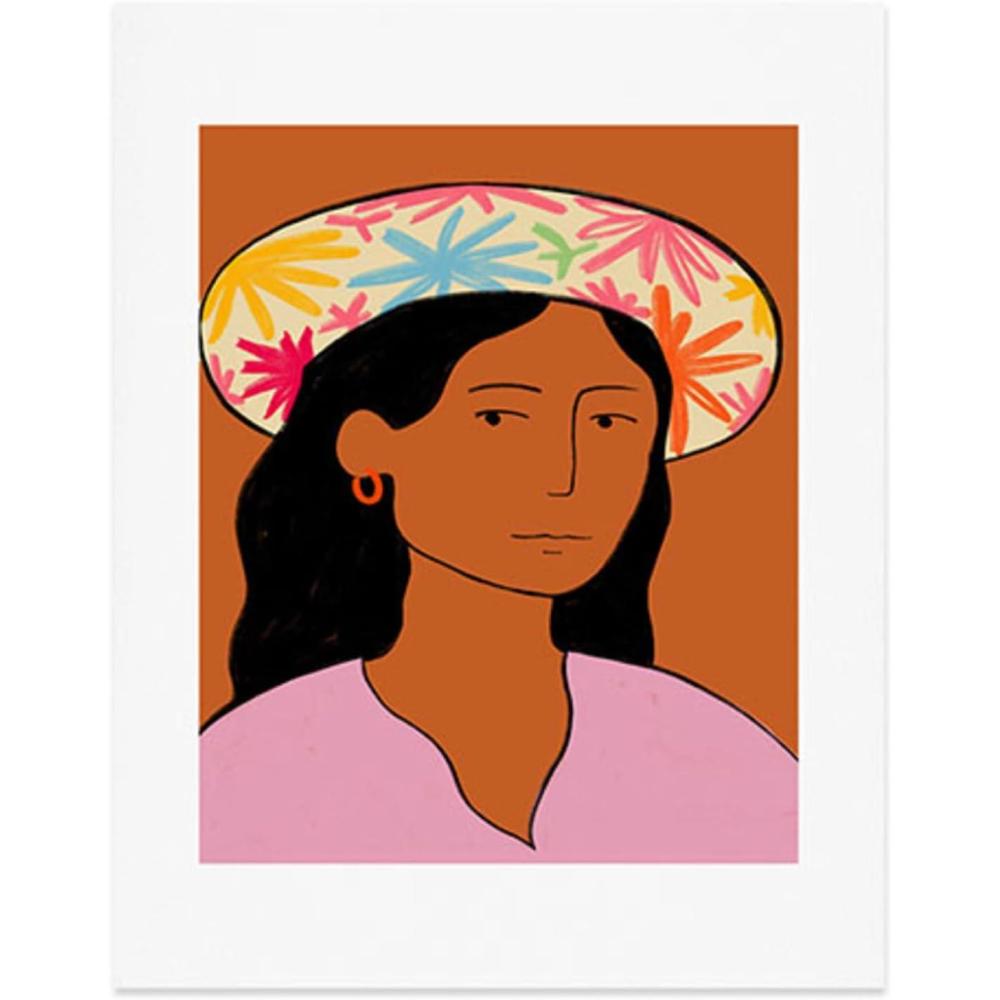 imageSociety6 Woman in A Field of Flowers  Wall Decor by Sandra Poliakov  Custom Trimmed Modern Wall Art Prints for Framing 11 x 14 Woman in A Field of FlowersGirl in A Hat