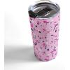 Society6 Emanuela Carratoni 70s Floral Theme Travel Mug, 20oz, 70s Floral Theme(Pink Terrazzo)