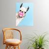 Society6 Llama Waves in Pink Wall Art – Wall Decor by Big Nose Work – Smooth Gloss Paper, 18″ x 24″(Bubble Gum Sneaky Llama Blue)