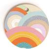 Society6 Bamboo Cutting Board- Kitchen Decor by Emanuela Carratoni – Unique Cutting Boards for Kitchen, 16″ x 10.5″ x 0.5″, Moontime On The Beach(Rainbows And Polka Dots)