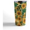 Society6 Burcu Korkmazyurek Birds and Snakes Travel Mug, 20oz, Birds and Snakes(Helianthus Annuus)