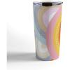 Society6 Emanuela Carratoni 70s Floral Theme Travel Mug, 20oz, 70s Floral Theme(Rainbows and Polka Dots)