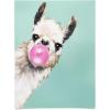 Society6 Llama Waves in Pink Wall Art – Wall Decor by Big Nose Work – Smooth Gloss Paper, 18″ x 24″(Bubblegum Llama in Green)