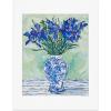 Society6 Nautical Striped Vase of Flowers Art Print – Wall Decor by Lara Lee Meintjes – Custom Trimmed Modern Wall Art Prints for Framing, 18” x 24”(Iris Bouquet in Chinoiserie Vase)