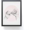 Society6 Octopus Rainbow Framed Mini Art Print – Wall Decor by Laura Graves – Framed, Small – Scale Work of Art with Gallery – Quality Ink, 3” x 4”, Light Maple Frame(Pinky Swear Hand Study)