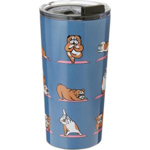 Society6 69799-trvlmg Huebucket Because Sloths Travel Mug, 20oz, Multi(English Bulldog Yoga)