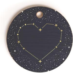 Society6 Bamboo Cutting Board- Kitchen Decor by Emanuela Carratoni – Unique Cutting Boards for Kitchen, 16″ x 10.5″ x 0.5″, Moontime On The Beach(Heart Constellation)