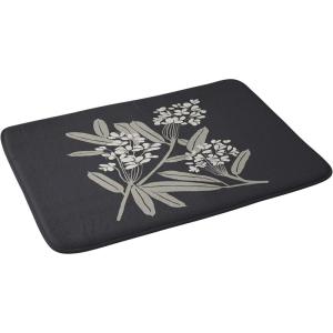 Society6 Bath Mat – Bathroom Decor by Megan Galante – Non-Slip Memory Foam Bathroom Rugs, Soft Microfiber, Machine Washable, 21″ x 34″, Arancia(Boho Botanica Black)