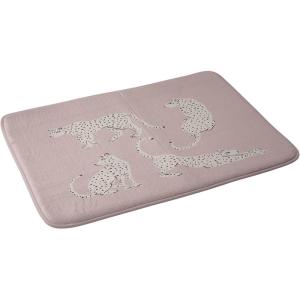 Society6 Bath Mat – Bathroom Decor by Megan Galante – Non-Slip Memory Foam Bathroom Rugs, Soft Microfiber, Machine Washable, 21″ x 34″, Arancia(Leopard Block Party Pink)
