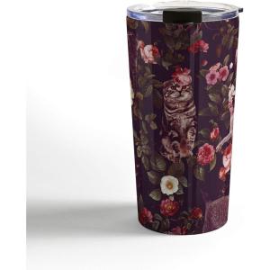 Society6 Burcu Korkmazyurek Birds and Snakes Travel Mug, 20oz, Birds and Snakes(Cat and Floral)