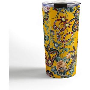 Society6 Burcu Korkmazyurek Birds and Snakes Travel Mug, 20oz, Birds and Snakes(Dangers in The Forest III)