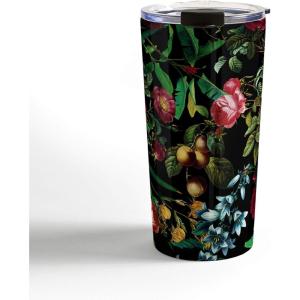 Society6 Burcu Korkmazyurek Birds and Snakes Travel Mug, 20oz, Birds and Snakes(Floral Jungle)